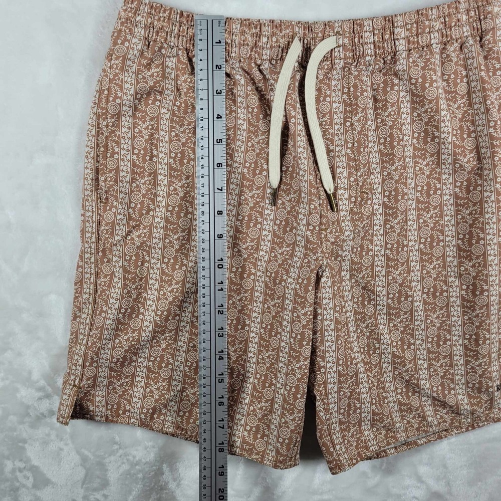 Rhythm Board Shorts Men's 36 Brown Beige Swim Trunk Beach Pool Surf Floral - Picture 3 of 8